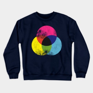 Distressed CMYK / RBG Graphic Artist Color Wheel Crewneck Sweatshirt